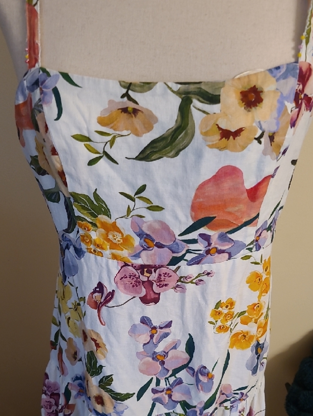 FARM Rio White Maxi Dress with Multi-Color Floral Print - Picture 2 of 7